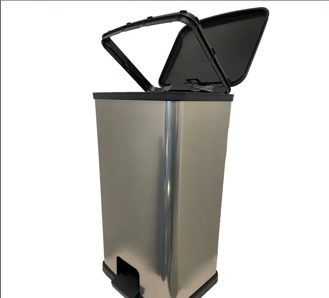 Mainstays 2-Size Silver Step-On Kitchen Trash Can Set with Lid, Under Kitchen Counter Waste & Recycling Bin (Home Care Supplies)