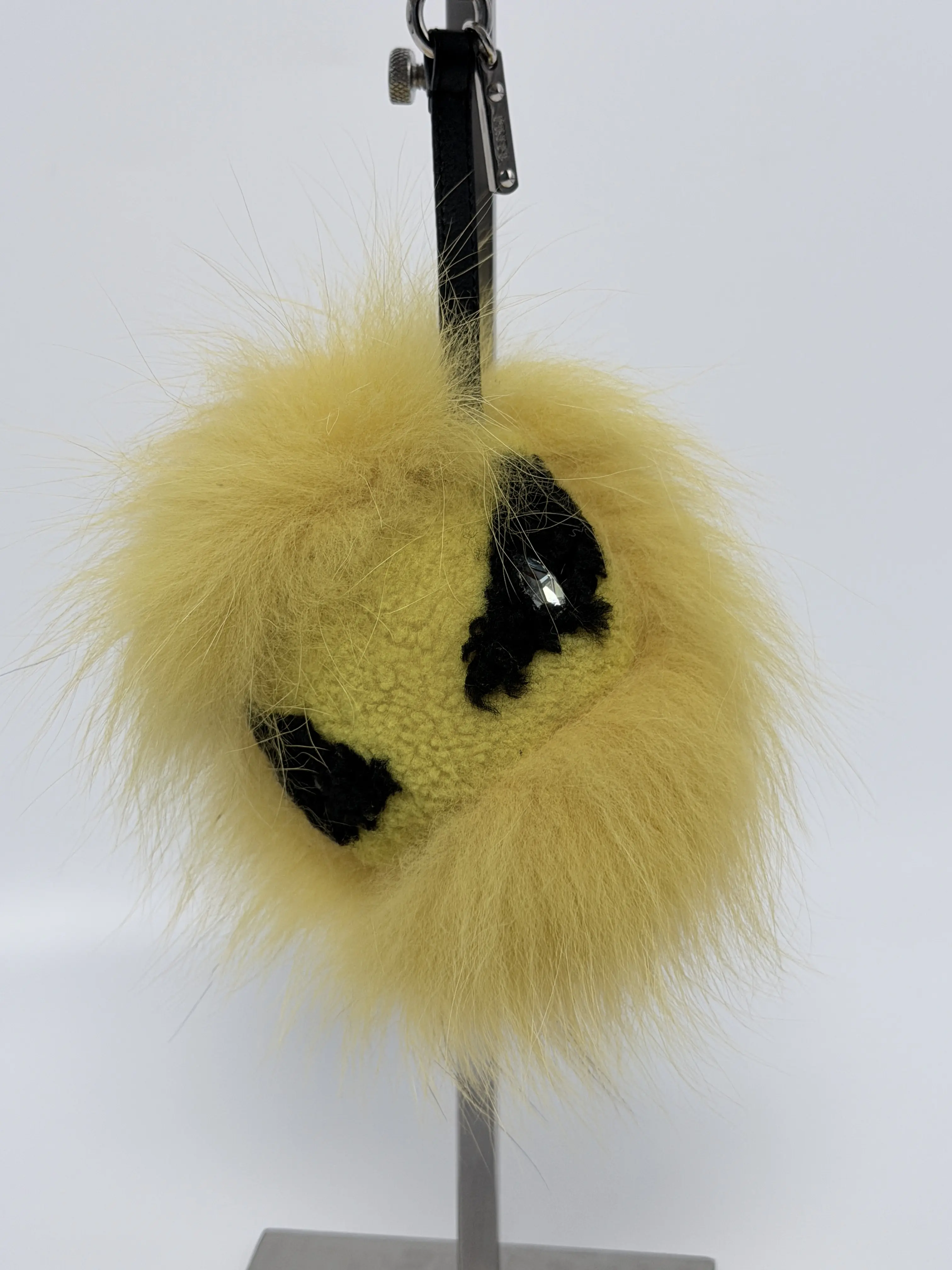 Pre-owned FENDI Textured plush-style textile Bag Accessories Yellow Monster Bag Charm Keychain JD852FD