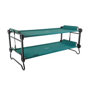 Disc-O-Bed Extra Large Outdoor Convertible 2 Person Portable Camping Cots, Green