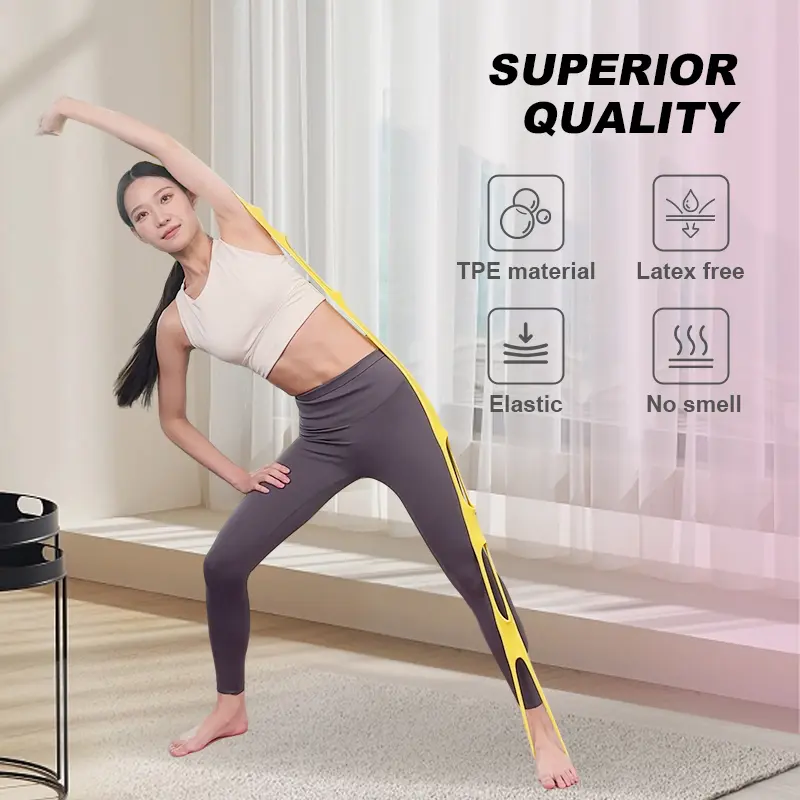 IPO Pilates Stretch Belt for Full Body Yoga Stretching - Elastic Rope & Open Shoulder Design - 20-100lbs Band Resistance - Home Fitness Tool Yoga Equipment Snug Fit Band