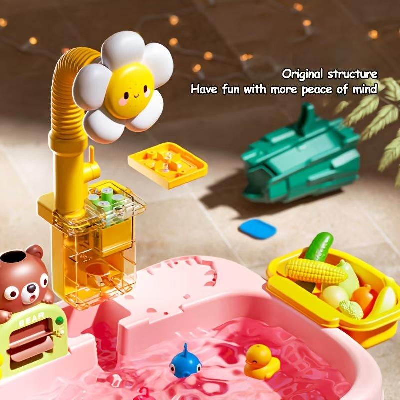 Sunflower Toddler for Kids, Fishing, Spray Gun, Slide Track, Outdoor Sensory Table, Water Play Table, Summer Beach Toy, Best Gift for Boys & Girls