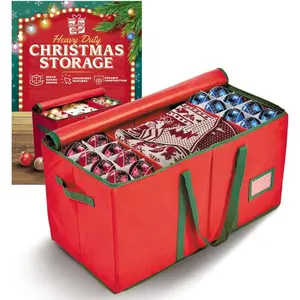 Christmas Ornament Storage Container - Fits 128  Decorations in -Proof Fabric Box