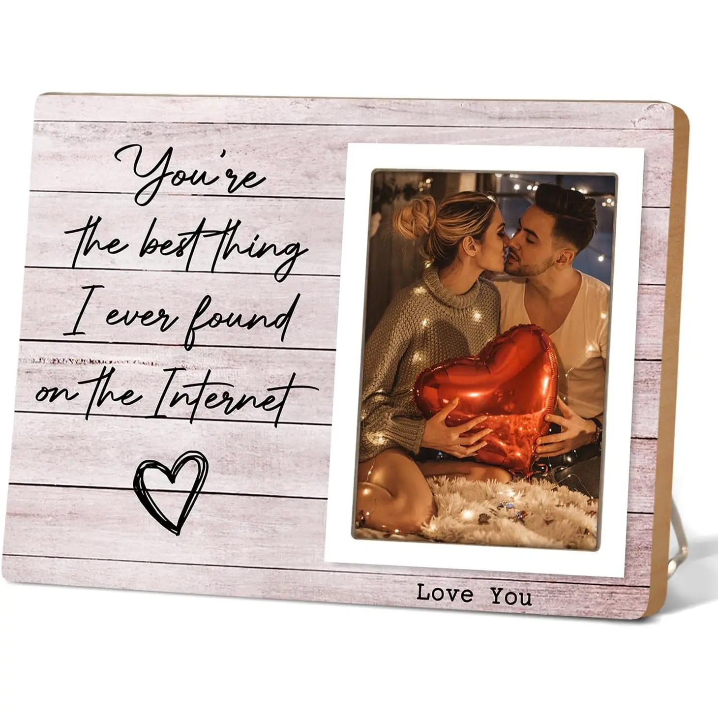 You're The Best Thing I've Ever Found On The Internet Picture Frame, Birthday Valentine Gifts For Relationship Couple Husband Wife Lovers, Valentines, Couples Wooden Photo Frames