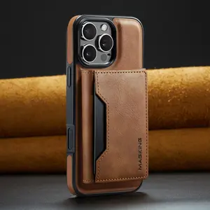 2-in-1 Leather Magnetic Card Case Protective Phone Case, Multi-card Bad Credit Card Holster Design Phone Case, Phone Accessories Compatible with iPhone 16 15 14Plus, Cover