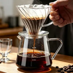 Pour over Coffee Maker 600ML/20oz, Heat Resistant Borosilicate Glass Dripper, Manual Coffee Brewer with Filter Holder, Ideal for Home and Office