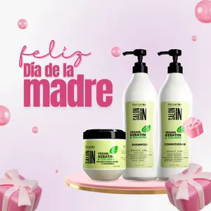 Vegan Keratin & Collagen 3 - Piece Set: Shampoo + Conditioner 33.8oz each & Hair Mask 17.64oz | Deep Repair, Hydration & Shine | Deep Treatment with 10-Ingredient  Aloe Vera, Avocado & Coconut Oil |  No Parabens, Salt-Free. Salon Results at Home