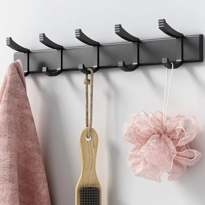 2-Layer Storage Hook, 1 Count Wall Mounted Coat Hooks, Heavy Duty, Metal Coat Hook Rail for Coat Hat Towel Purse Robes Mudroom Bathroom Entryway