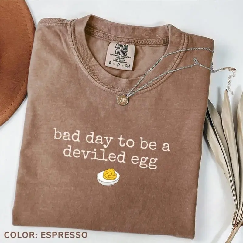 Comfort Colors Bad Day To Be A Deviled Egg T-shirt Funny Thanksgiving Dinner T-shirt Sarcastic Friendsgiving Food Humor Tee