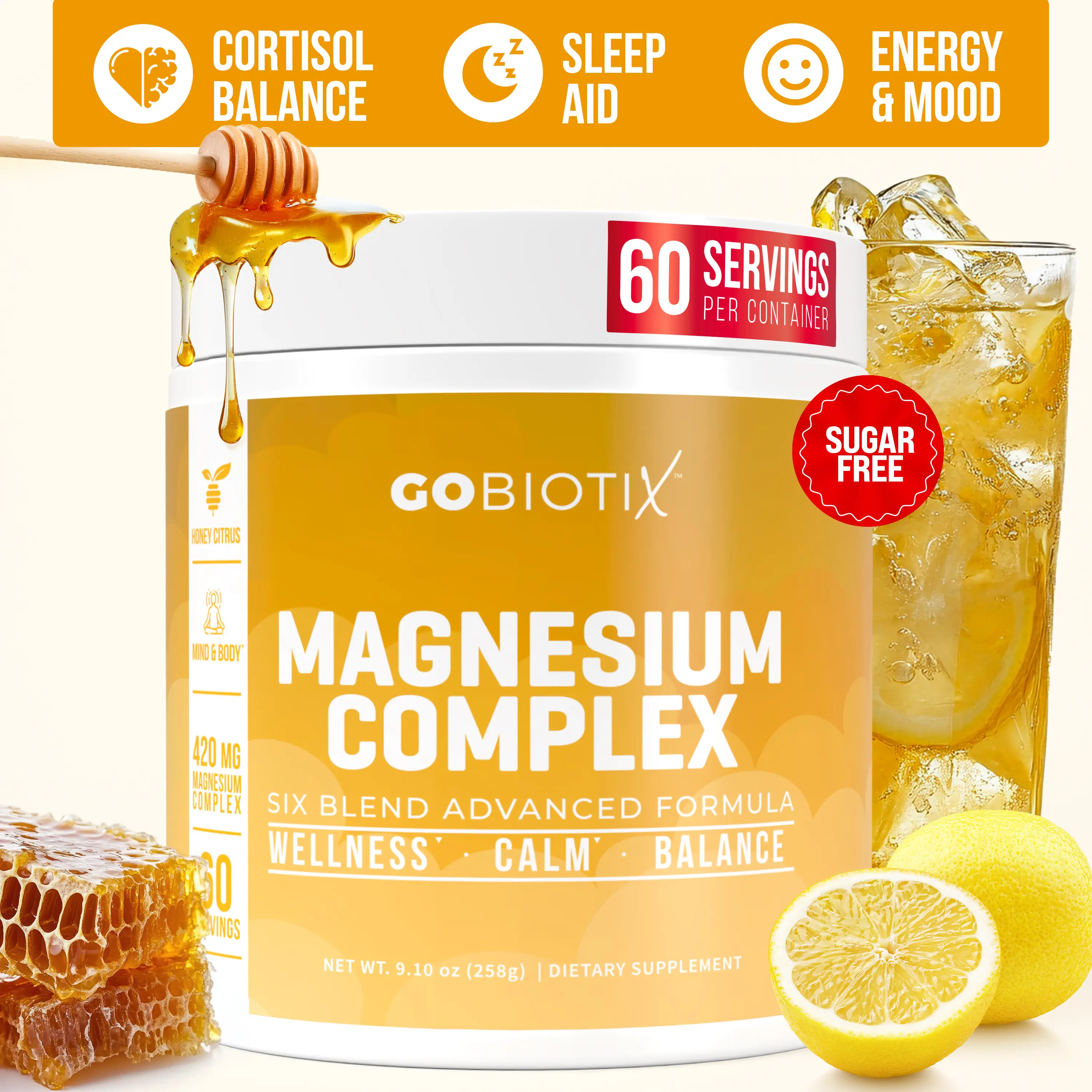 GoBiotix Magnesium Complex Powder – Glycinate, Citrate, Malate, Glutamine Chelat...