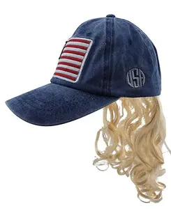 USA Mullet Hat with Attached Blonde Hair Exotic Wig for an All American King Billy Bob Costume Quality Tiger Wig