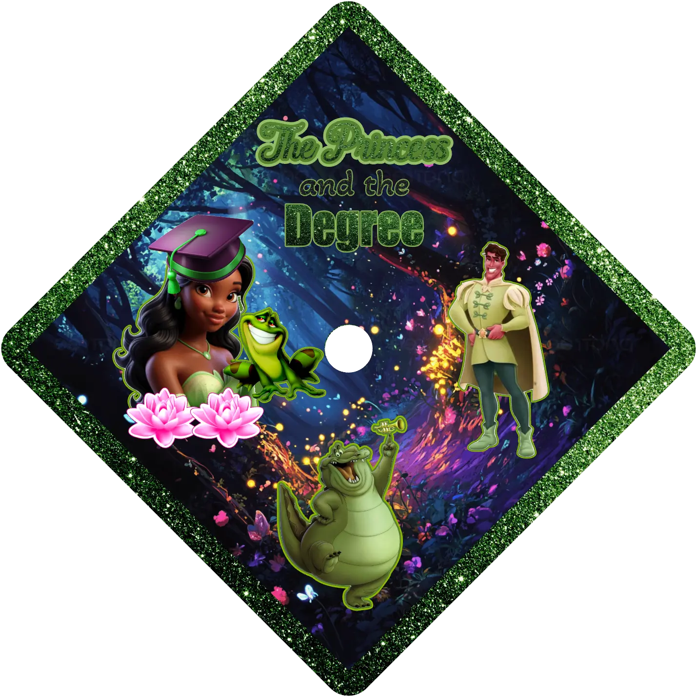 Graduation Cap Topper Princess and the Frog Inspired Theme Handcrafted High-Quality Design for Celebrating Loved Ones