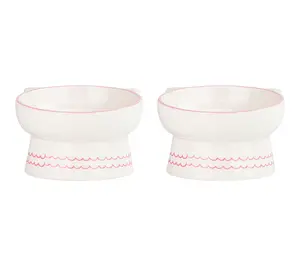 10 Strawberry Street Set of 2 Ears Up Elevated Pet Bowl