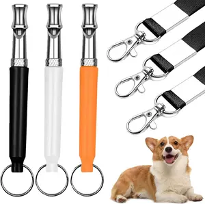 3 Pcs Ultrasonic Dog Whistle with Lanyard Professional Recall Dog Stop Barking Control Device Adjustable Ultrasonic Silent Dog Whistle for Dog (White+Black+Orange) Worutuk