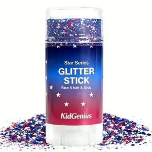 KIDGENIUS Festival Party Glitter Stick - USA-Themed Cosmetic Body & Hair Shimmer, Smooth Easy-Apply Waterproof Long-Lasting Face Highlighter Makeup Stick