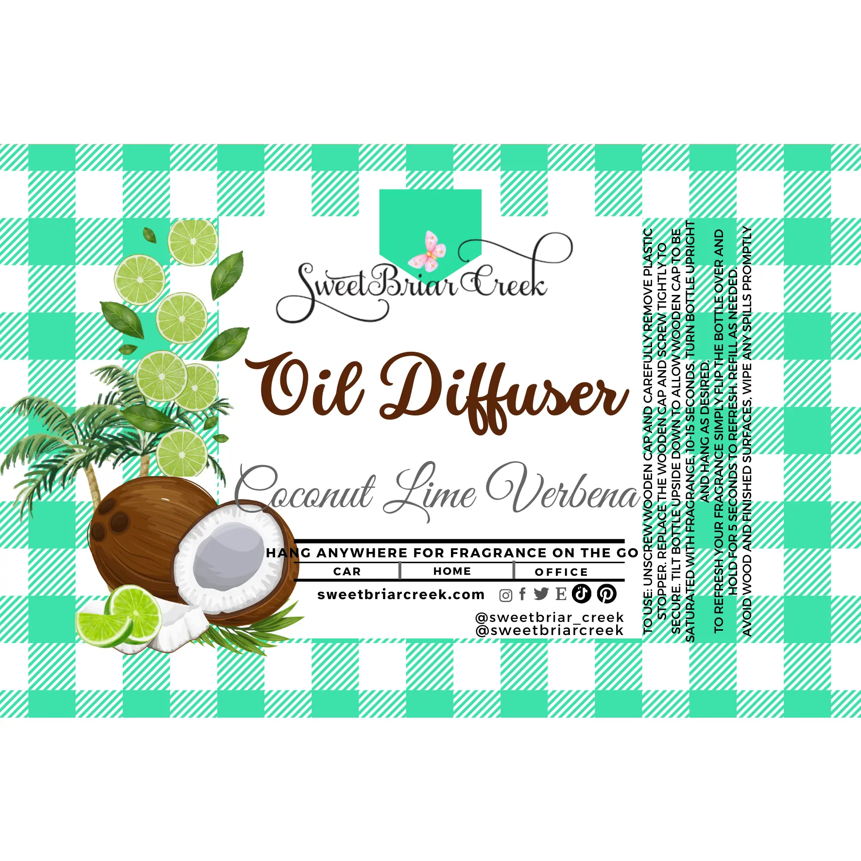 Coconut Lime Verbena Hanging Car Diffuser & Refills