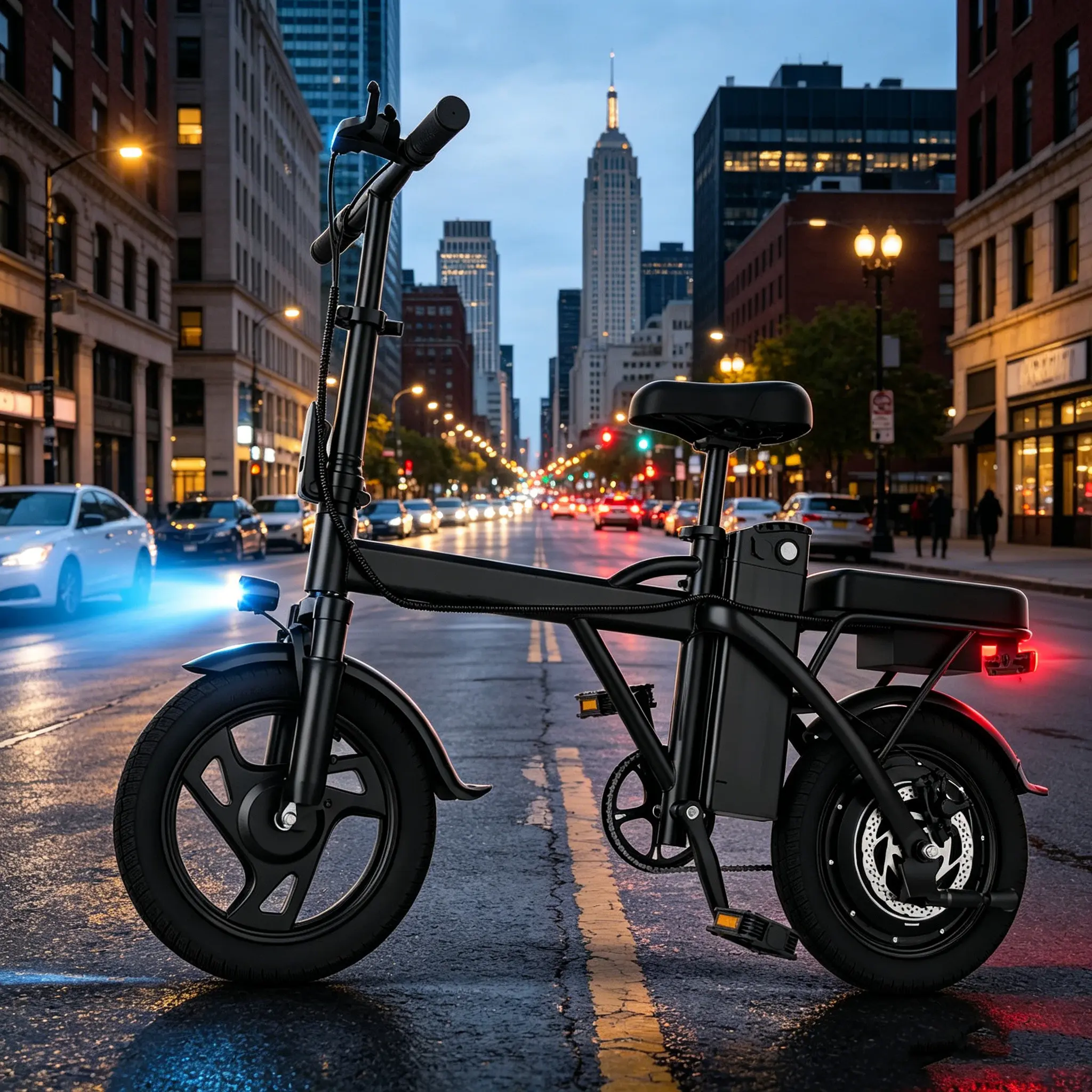 B 2026 Upgraded 14" Compact Mini Electric Bike 500W Pure Aluminum Frame, 22MPH Speed, 40 Miles Range, No Sweating Commute with Electric Assist for Hills & Long Distances