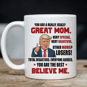 Great Mom Mug, Trump Gift for Mom from Daughter Son Kids, Funny Trump Christmas Coffee Mug, Mother's Day Gift for Mama Cup