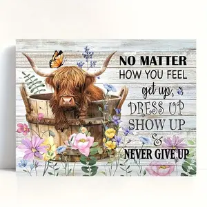 Highland Cow Pattern  Paing , 1 Count Inspirational Wall Art, Cow Print Design, Wall Decor for Home Living Room Bedroom Office, Ornaments