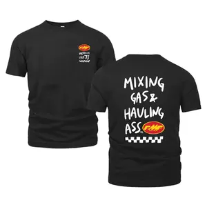 Mixing Gas and Hauling Ass Graphic T-Shirt – Vintage Racing Moto Style Biker Tee with Bold Typography and Checkered Flag Print for Men and Women