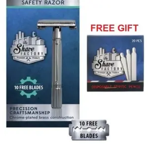 Men Women Butterfly Twist Open Double Edge Shaving Safety Razor With 10 Derby Blades Zero Waste Safety Razor - Sustainable Razor - Stainless Steel, Single Blade, 10 Free Blades