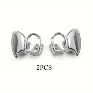 Copper Plated Cut-out Fangs Hip Hop Grillz Trend Punk Party Unisex Teeth Gems Dental Braces Orthodontic Oral Accessories