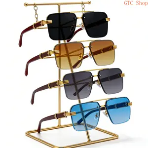 4-Piece Unisex Retro Square Glasses – Oversized Round & Rectangular Frames with Double Bridge, Classic Versatile Frameless Style, Lightweight Decorative Eyewear Ideal for Parties, Daily Casual Wear & Street Style Fashion