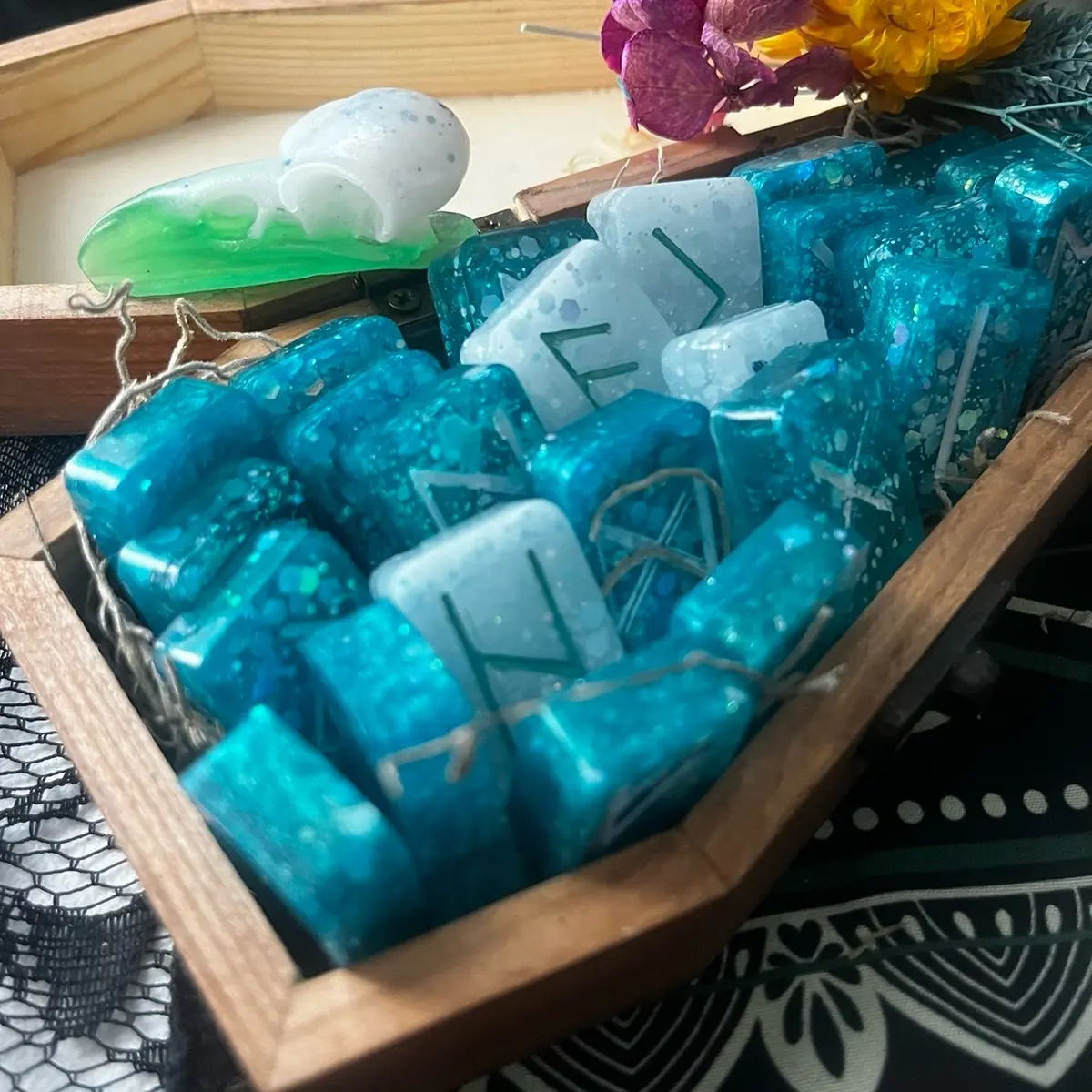 Coffin Box Rune Stones Decor Set