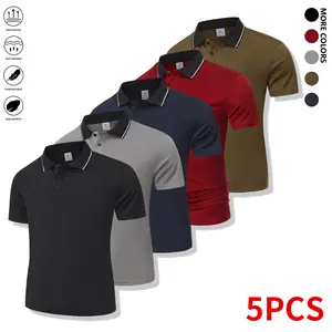Men’s 5-piece multicolor polo shirt set—soft, comfortable, and breathable; suitable for family leisure and outdoor sports, ideal for everyday wear.