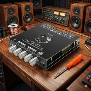 160W high Power stereo Bluetooth 5.0 Amplifier Module with AuX USb bass Treble control for Home Audio car subwoofer Dc15-36V