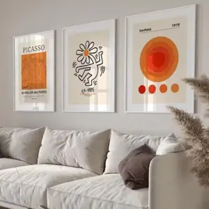 3pcs Abstract Gallery Wall Picasso Bauhaus Canvas Art Poster, Living Room Home Decor Frameless Hanging Paintings