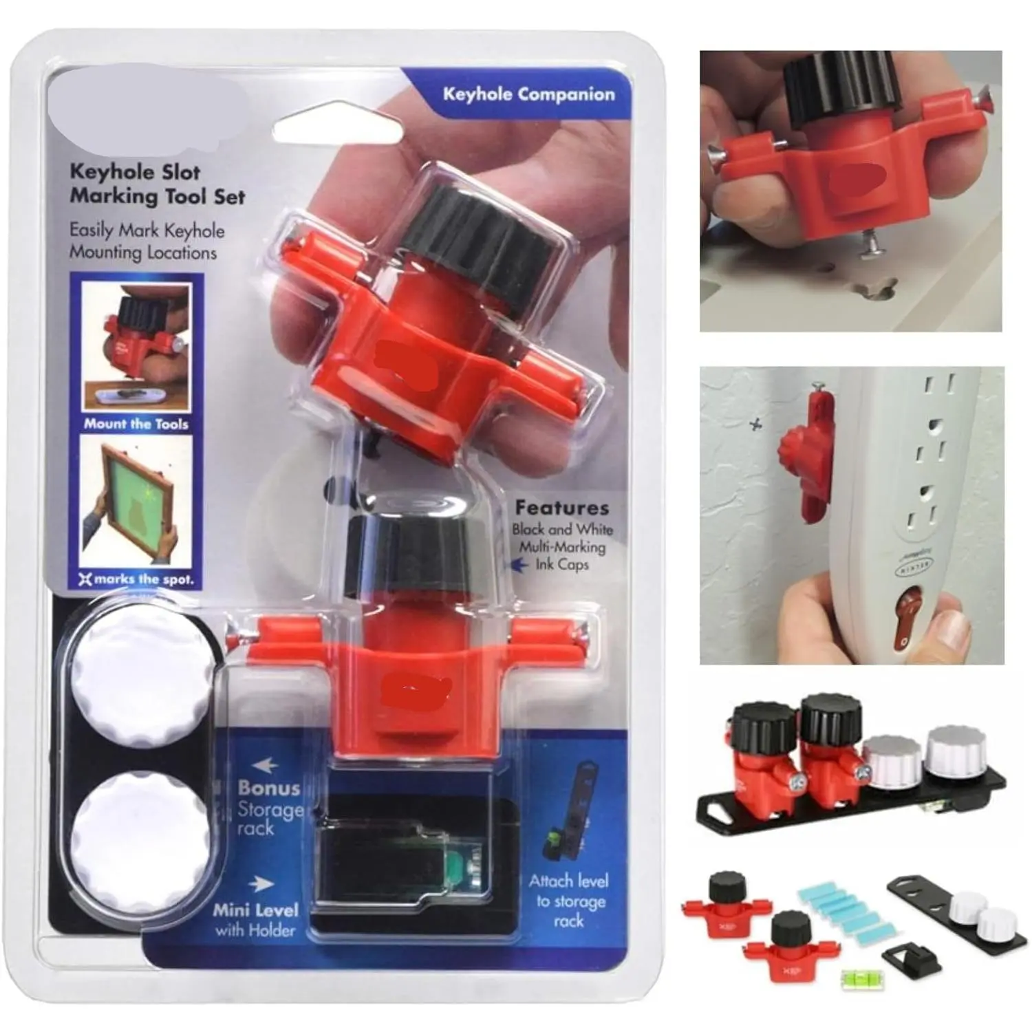 ANFU Picture Hanging Marker Tool – 2-Pack Keyhole Slot Marker With Mini Bubble Level, For Marking Nail Holes On Frames & Shelves