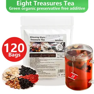 Organic tea leaves 120 Bags Suit Kidney Tea Formula Organic Ginseng Kidney Cleansing & Energy Tea - Eight Treasures  Formula-Ginseng Eight Treasures Herbal Tea | Ancient Formula for Kidney Health & Overall Wellness, Men & Women