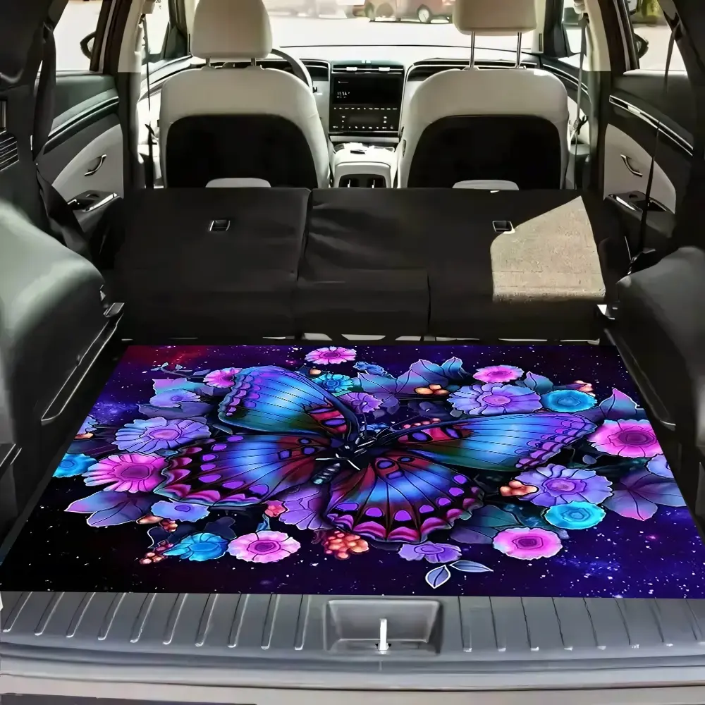 1PC trunk mat Cosmic Butterfly Floral Felt Trunk Mat, Floor Mats For Car, 29.5x39.4 Inches, Universal Car Fit, Easy Clean, Scratch/Dust Resistant, Great for Car Decoration & Gifting, Car Accessory