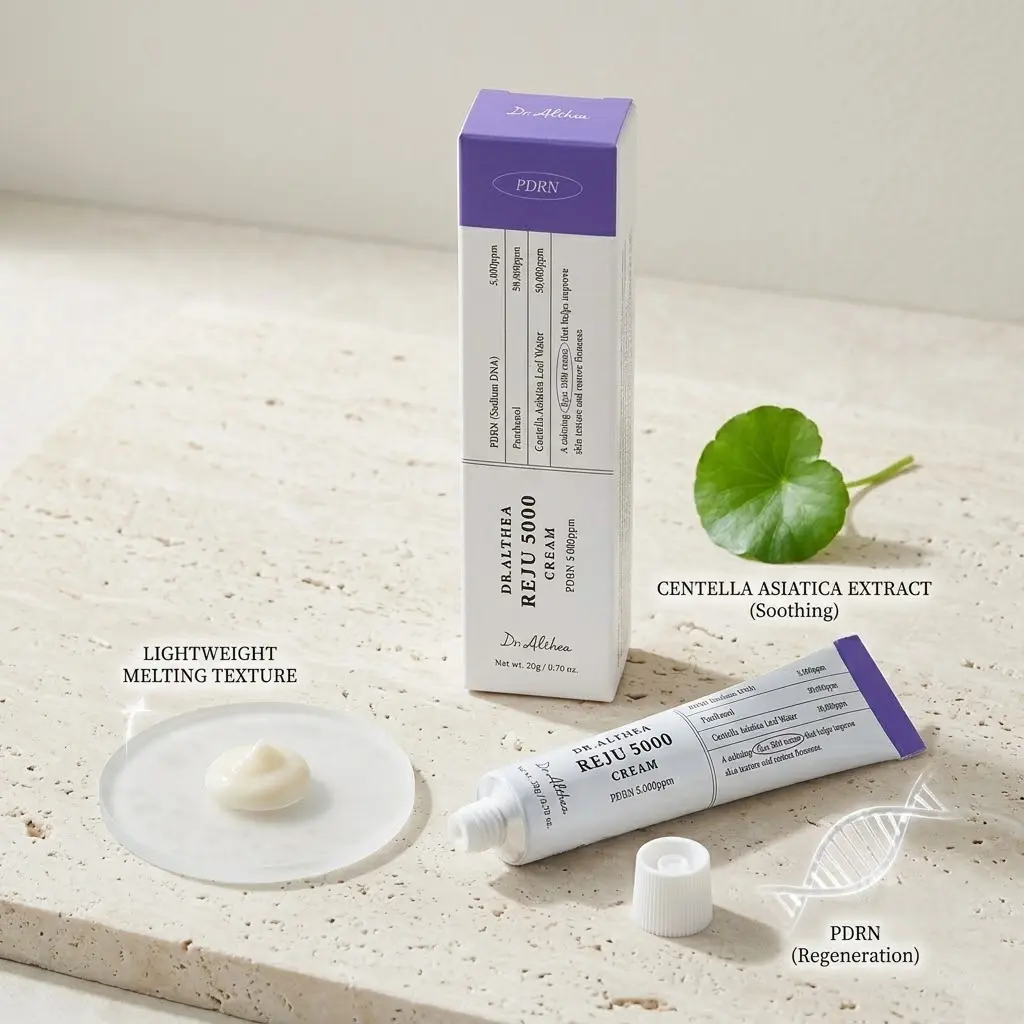 PDRN Reju 5000 Cream - Lightweight, Soothing & Firming Face Moisturizer with PDRN, Centella Asiatica for Skin Regeneration Care