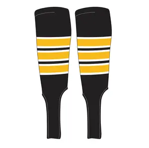MK Socks Traditional Baseball Stirrups Pattern C-7 Black, White, Gold
