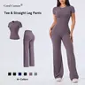 Coral Canton Women's Tee & Straight Leg Pants Sports Set SohoChic