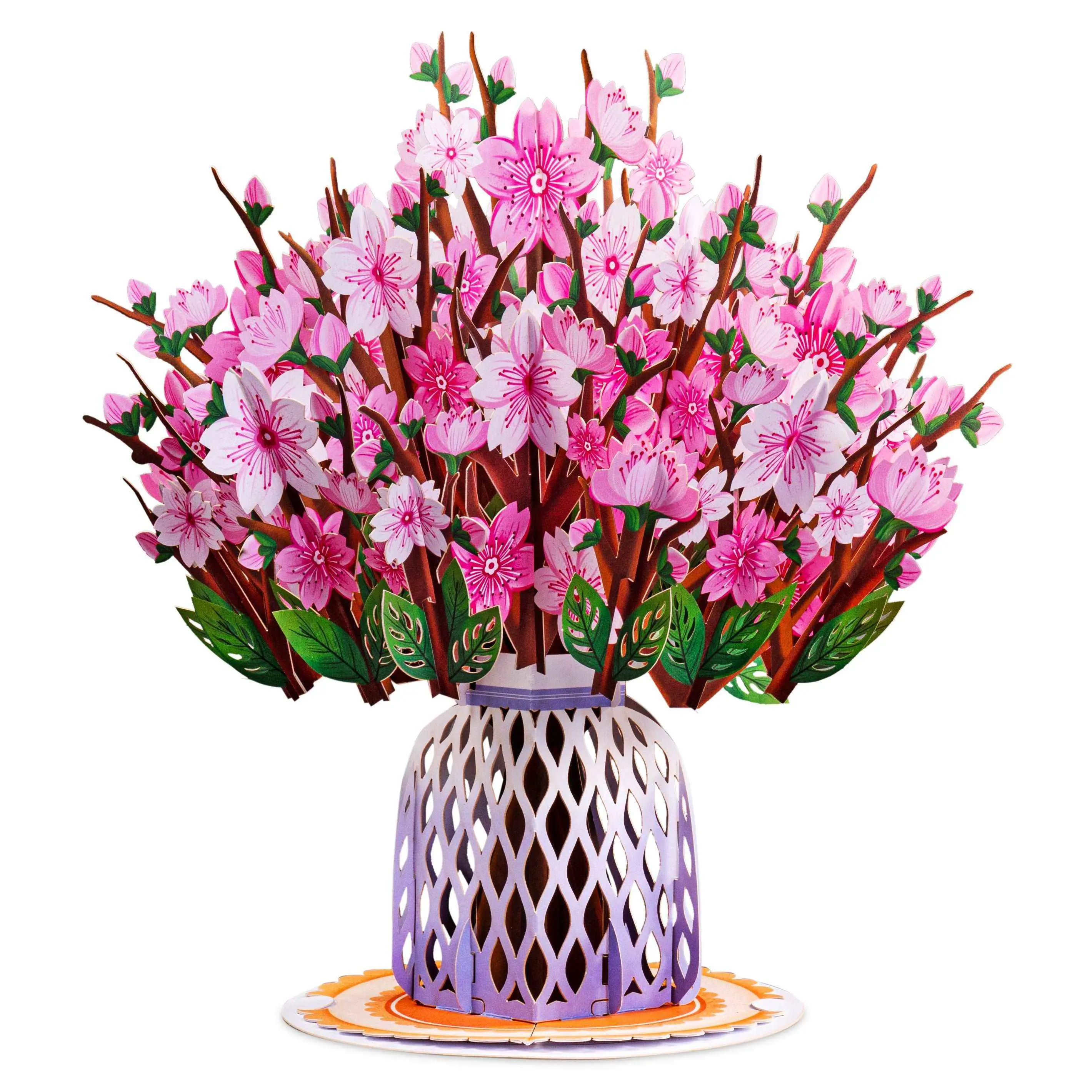 Paper Love HugePop Floral Cherry Blossom Pop-Up Flower Bouquet, Detachable Flowers, 10x14in Paper Centerpiece for Special Occasions, Office Stationery Decorative Gifts