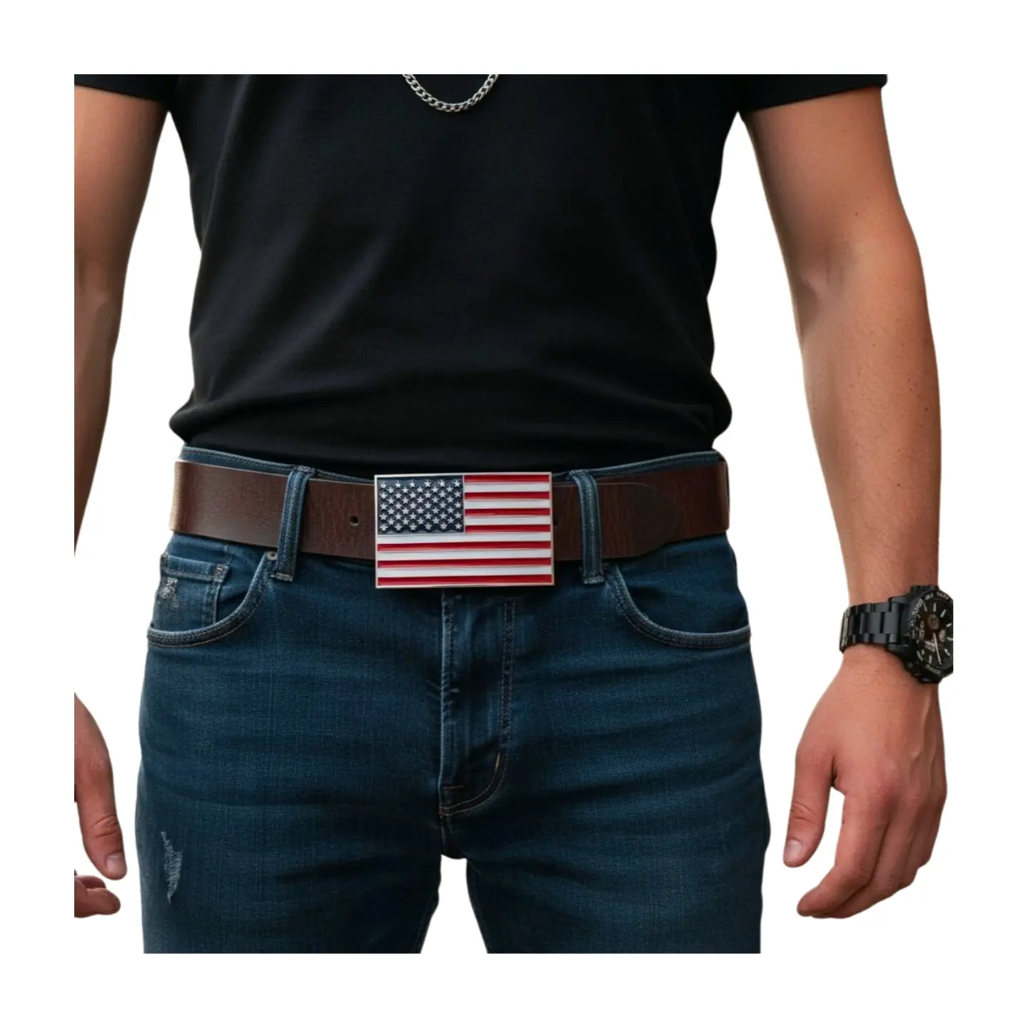 NEW Unisex American Flag Belt Buckle Silver Metal USA Flag Red White Blue Enamel Fits 1.5 In Jeans Western Belts Patriotic Gift Army Design