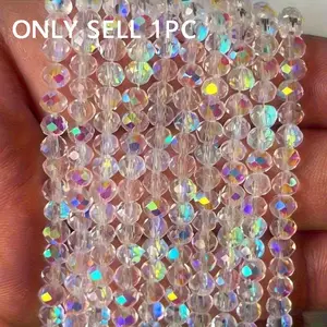 Rainbow-colored shiny glass flat beads - Multi-sided cut DIY necklaces, bracelets, earrings beads - Durable handmade craft materials, with color-changing effect, necklace beads, Diy beading accessories