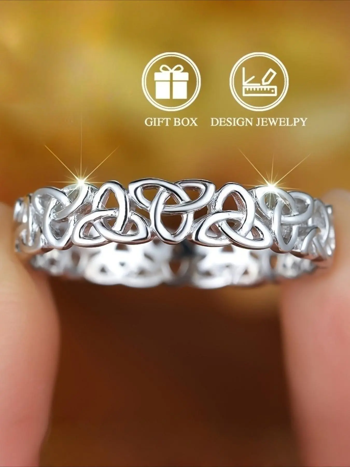Silvery Classic Celtic Knot Ring Simple Celtic Knot Eternal Ring Suitable for Parties And Banquets Wear Fashion Ring