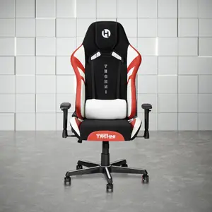 Techni Sport Echo Gaming Chair, Video Gaming Desk Chair, Office Chair - Black with Red & White