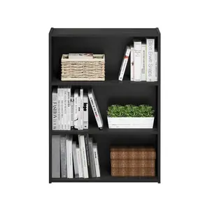 3-Tier Sturdy Compact Bookshelf - 9.7x23.7x31.5 in Simple Americano Indoor Storage Shelf for Living Room, Home Office