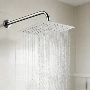 1 set Stainless Steel Rain Shower Head Set, Wall Mounted Showerhead, 7.87 Inch Shower Head with 11.81 Inch Arm, G 1/2 Interface, High Pressure, Rainfall Shower Head
