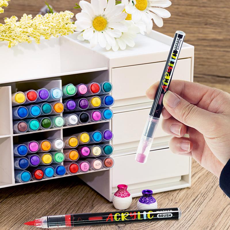Acrylic Paint Marker - 36 Color pc Marker Pen Set, Artist Fine and Brush Tip Marker for Kids Adult Coloring Books Note Taking, Card Writing, Ston Graffiti, DIY Crafts, Drawing Art Supplies Kit and School Essential, exquisite Gift, Professional Art Pen Set