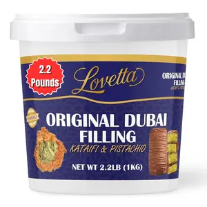 Original Dubai Filling Pistachio & Knafeh Bulk 2.2lb (1kg) Tub – Dubai Chocolate Bar Spread, Rich Pistachio & Knafeh Cream, Gourmet Filling for Desserts, Pastries & Kataifi Bars – Ready to Use