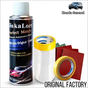 TaKaLort automotive repair paint spray for Honda vehicles — instantly repairs scratches, includes sandpaper, masking tape, and plastic sheeting