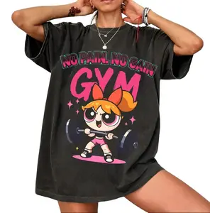 Vintage Powerpulll Blossom No Pain No Gain Strong Girl Gym Unisex T-Shirt, Y2K #Powerpuuuf Fitness, Workout Shirt, Trending 2026, Weightlifters, Bodybuilding Shirt, Pump Cover Gym Tee for Men Women