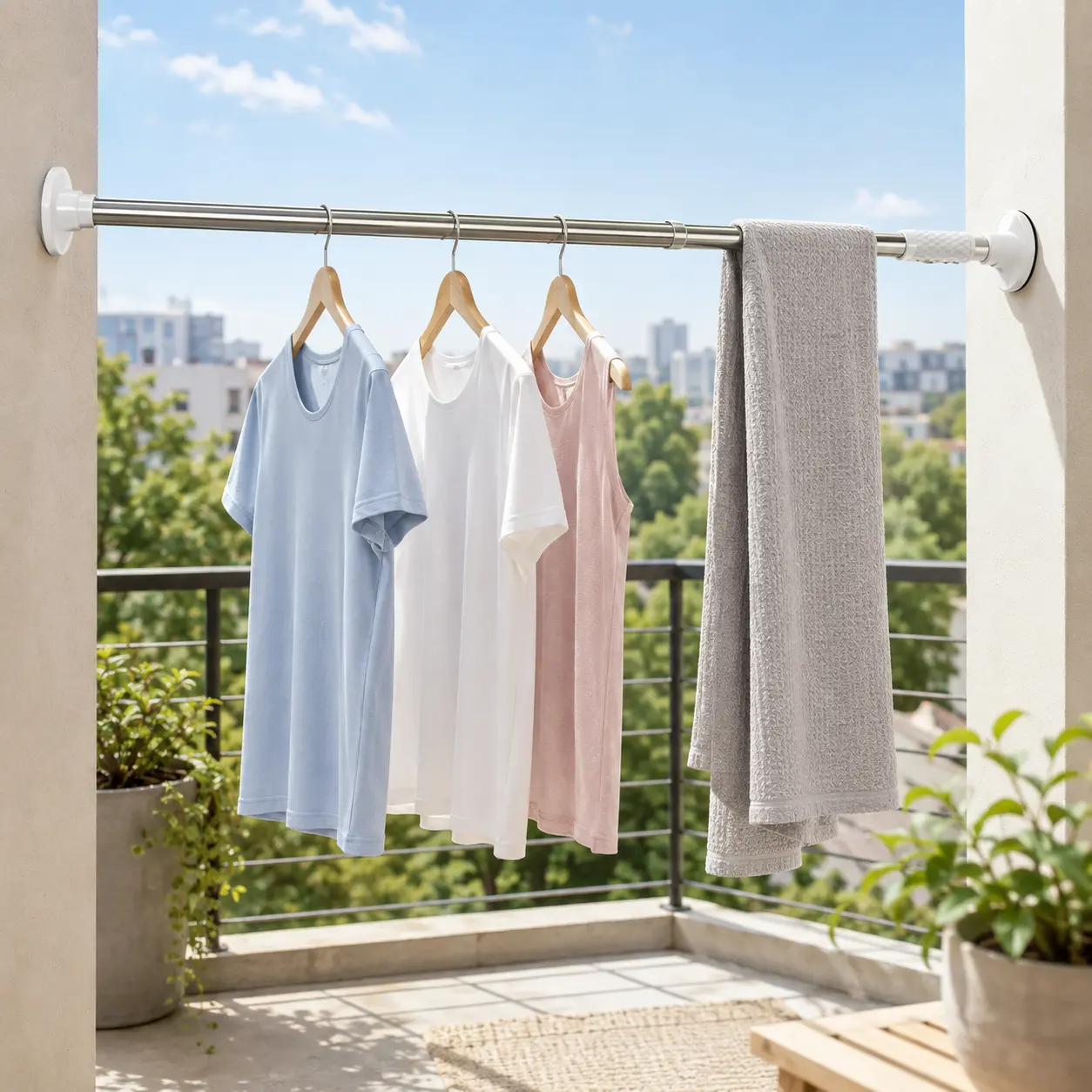 Adjustable Stainless Steel Tension Rod, No Drill Heavy Duty Telescopic Hanging Rod for Closet, Laundry Room, Bathroom Shower Curtain, Window Curtain, No Damage Walls for Renters