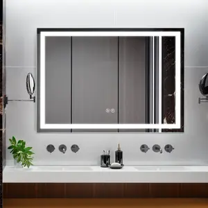 Dual-Lit LED Bathroom Vanity Mirror, Front and Back Lighting, Anti-Fog System, Dimmable 3 Light Modes, Smart Memory Setting, Shatter-Resistant Tempered Glass, Flexible Wall Mount for Daily Grooming Use