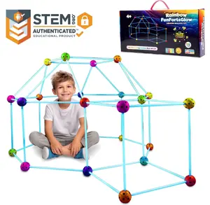 Power Your Fun Forts Construction Set, 90 Pieces Glow in the Dark Building Set with Stickers, Kids Toy for 4+ Years